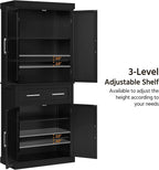Yaheetech Kitchen Pantry Storage Cabinet with Drawer, Freestanding Pantry Cabinets with 2 Adjustable Shelves, 72.5" Tall Storage Cupboard for Kitchen/Dining Room/Bathroom/Hallway, Black