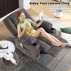 BOSMILLER Oversized Recliner Chair for Adults with Vibration Massage and Lumbar Heating Swivel Rocker Recliner with Cup Holder and USB Charge Port for Living Room
