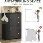 Black Dresser for Bedroom, 8 Drawer Dresser with Large Drawers, 55 Inch Wide Wood Chest for Living Room, Hallway