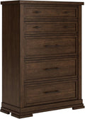 Signature Design by Ashley Taffenbrook Farmhouse 5-Drawer Chest with Felt-Lined Top Drawer and Easy Glide for Bedroom, Dark Brown