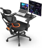 Newtral Ergonomic Office Chair with Fully Adaptive Lumbar Support, 136°Tilt Function, Computer Desk Chair with Soft 4D Armrest, Adjustable Headrest (Upgrade with Laptop Tray, Black)