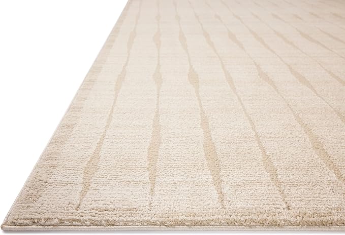 Loloi Chris Loves Julia Calvin Collection CLV-02 Ivory/Oatmeal 6'-3" x 9'-6" Area Rug Checkered Neutral Soft Living Room Bedroom Carpet