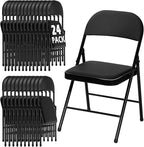 24 Pack Black Folding Chairs with Padded Cushion for Outside, Portable Stackable Commercial Metal Foldable Chairs with Steel Frame for Home Events Office Wedding Party, 350lbs Capacity