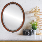 OVALCREST Oval Beveled Wall Mirror for Home Decor - Athena Style - Vintage Walnut - 21" x 17" Outside Dimensions