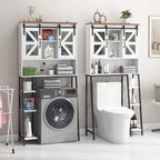 Vabches Over The Toilet Storage Cabinet, Farmhouse Storage Cabinet Over Toilet with Sliding Barn Door，Home Space-Saving Toilet Rack, for Bathroom, Restroom, Laundry