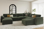 EASE MOOSE Extra Large Sectional Modular Sofa,Oversized U Shape Sectional Couch Wide Deep Seat Modular Cloud Couch,Green