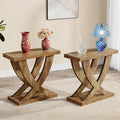 Tribesigns End Table for Living Room with Cross Fishtail Support Set of 2, Side Table and Farmhouse Accent Furniture for Small Spaces (2)
