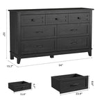 GarveeHome 7 Dresser for Bedroom, 54 in Wide Drawer Dresser with Storage Freestanding, Wooden Closet Storage Chest for Living Room, Bedroom, Entryway, Black
