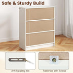 GOFLAME Floor Storage Cabinet with 2 Doors, Freestanding Accent Storage Cabinet Organizer with 3-Tier Inner Shelves, Modern Sideboard Buffet Cabinet for Kitchen, Living Room, Entryway, White