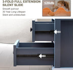 End Table with Fast USB C Charging Station, 18" Wide Tall Sofa Side Table with 2 Drawers, Large Storage Rustic Wood Square Storage Cabinet for Living Room,Bedroom,Office, Blue