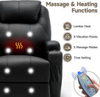 Recliner Chair, Rocking Chair with Massage and Heat, 360° Swivel Recliner Chairs for Adults, Rocker Manual Recliner with Remote Control and Cup Holder for Living Room, Bedroom, Nursery