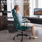 Home Office Desk Chair, PU Casters Ergonomic Computer Chair with Lumbar Support, Adjustable Height, 360°Rolling Swivel Chair, High Back Executive Task, Padded Armrests Chair, Green Leather