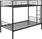 Merax Bunk Bed with Ladder and high Guardrail, Able to Split, Metal Bunk Bed, Storage Space, Noise Free,Twin Over Twin Size,Black