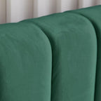 Livinia Twin Size Elton Velvet Platform Bed, Upholstered Bed Frame with Vertical Channel Tufted Headboard Footboard, Strong Wood Slats, No Box Spring Needed, Green (Twin)