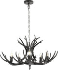 JONATHAN Y JYL6300C Eldora 30" Adjustable Resin Antler 5-Light LED Chandelier, Glam, Rustic,Cottage,Transitional, Dimmable Dining Room, Living Room, Kitchen, Foyer, Bedroom, Black