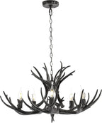 JONATHAN Y JYL6300C Eldora 30" Adjustable Resin Antler 5-Light LED Chandelier, Glam, Rustic,Cottage,Transitional, Dimmable Dining Room, Living Room, Kitchen, Foyer, Bedroom, Black