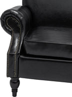 Accent Chair,22.4" Seat Depth Armchair with Roll Arms,36.6W*34.3D*34.6H Living Room Chair,Wood Legs,Set of 2,Faux Leather in Black