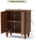 ORRD Fluted Storage Cabinet, Modern Credenza Wooden Accent Sideboard Buffet Cabinet with Adjustable Shelves and Solid Wood Legs, Console Table for Kitchen Dining Living Room Entryway, Walnut