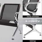 Kinsuite Reception Room Chair - 2pcs 2-Seat Guest Bench with Arms, Metal Waiting Room Chairs Reception Seat for Office Bank, Hospital, Airport, Black