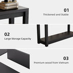 32" Entryway Table, Long Narrow Console Table with Shelves, Farmhouse Wood Sofa Table Behind Couch, Rustic Entry Table for Hallway, Living Room or Foyer, Black