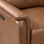 Watson & Whitely Genuine Leather Power Recliner Chairs W Power Headrest for Adults, Swivel Glider Recliner Chair W Charging Ports for Living Room, Saddle
