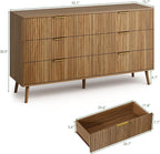 LYNSOM Fluted Dresser and Nightstand Sets 3 Piece, 6-Drawers Dresser and 1-Drawer Nightstands Set of 2, Wood Bedroom Furniture Set for Home, Bedroom, Hallway, Natural Oak
