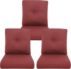 Outdoor Chair Cushions 3 Packs - Outside High Back Thick Water-Resistant Cushion 22x24 with Zipper Cover for Patio Glider Rocking Chairs Loveseat Couch – Red/Buckle