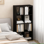 Furinno CUBICLE Book Shelf, 8-Cube Thick Frame Bookshelf, Horizontally & Vertically Reversible Bookcase with Open Back, 14.6 x 30 x 57.9, for Living Room, Bedroom, Home Office, Black Dark Oak