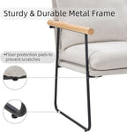 Accent Chair for Living Room,Arm Chair for Bedroom,with Wooden Arms, Wide Large Plus Size Cushion,Metal Frame,Reading Bedroom Chair Armchair for Home/Office/Cafe/Apartment/Waiting Room,White