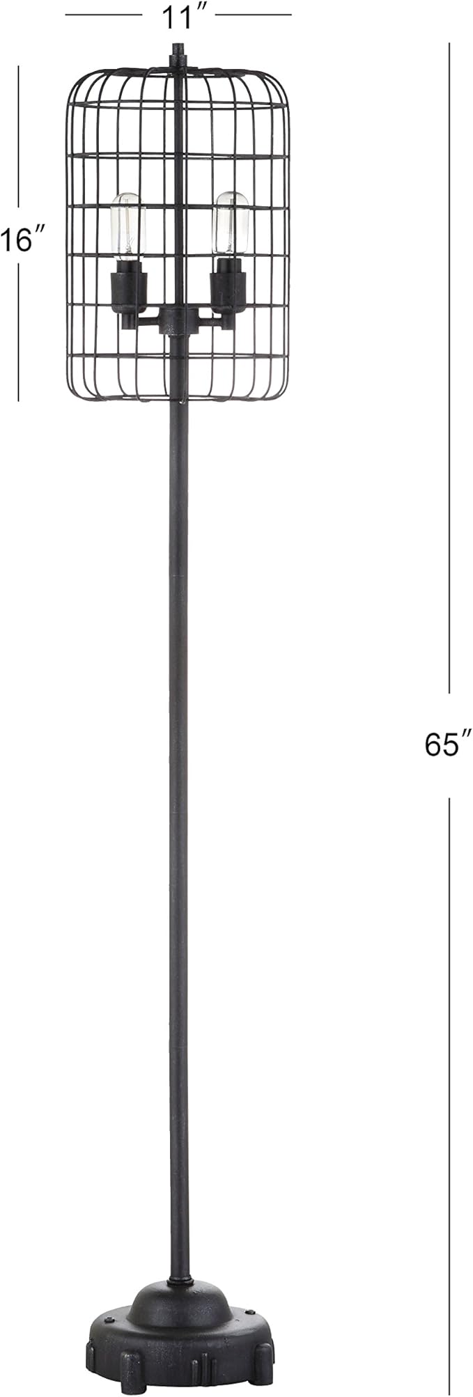 JONATHAN Y JYL4030A Odette 65" Industrial Metal Floor Lamp Industrial,Rustic,Transitional for Bedrooms, Living Room, Office, Reading, Black/Silver