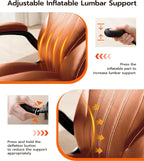 Office Desk Chair, Ergonomic Computer Chair with Padded Flip-Up Arms and Adjustable Lumbar Support, PU Leather Executive Chair with Tilt Lock and 360° Swivel Rolling Wheels for Work, Study