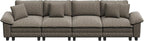 PHI VILLA Cloud Modular Couches Sets, 157.5" Sectional Sofa with Upholstered Deep Seat, 4-Seater Long Couches for Living Room Apartment, Chenille Fabric, Smoky Grey
