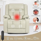 EONIX Dual Motor Oversized Power Lift Recliner Chair for Elderly, 400lbs Heavy Duty Faux Leather Recliner with Massage and Heat, Lay Flat Big and Tall Lift Chair with Cup Holders, Cream White