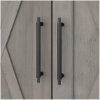 Bush Furniture Key West 32W Bathroom Vanity Sink with Mirror and Over The Toilet Storage Cabinet in Driftwood Gray