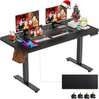farexon Electric Standing Desk Adjustable Height, 55 x 24 Inch Stand up Desk with Large Mouse Pad, Rolling Wheels & Foot Pad,27''-46'' Lifting Range Home Office Computer Desk(Black)