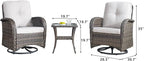 HUMMUH 6-Piece Patio Furniture PE Wicker Outdoor Conversation Set,All-Weather Rattan Swivel Rocker Chairs Outdoor Couch Ottomans for Backyard,Poolside,Deck
