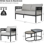 Grand patio 6-Piece Outdoor Furniture Set, 6 Seats Wicker Sofa Conversation Set with Thick Cushions and Coffee Table, for Backyard, Balcony, Garden (Beige)