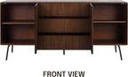 NTC Veil Large Sideboard with 2 Doors and 3 Drawers, Buffet Cabinet with Vertical Groove Design and Metal Legs, Storage Cabinet for Living Room, and Entryway, Effortless Assembly - Dark Walnut