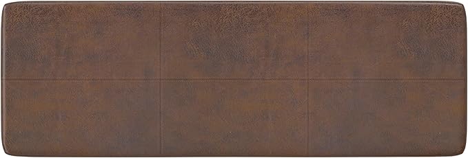 SIMPLIHOME Carlson 45-inch Wide Vegan Faux Leather Ottoman Bench in Distressed Black with Solid Wood Frame for Living Room, Entryway, or Bedroom