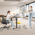 farexon Electric Standing Desk Adjustable Height, 63x24 Inches Computer Desk with Rolling Wheels, Dual-Beam Frame,Mouse Pad,Spliced Table Tops,Multifunctional Stand up Desk for Home/Office(Oak Gray)