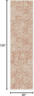 RUGGABLE x Morris & Co Washable Runner Rug – Mallow Rust Red 2.5x10, Stain-Resistant, Non-Slip Hallway Runner – Machine Washable Rug for Hallway, Entryway, Living Room & Kitchen–with Cushioned Pad