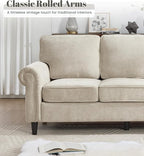Kingfun 3 Seater Couch, Mid Century Modern Sofa with Rolled Arms and Deep Seats, Fluffy Comfort for Living Room, Apartment, Easy Assembly, Khaki