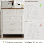 LYNSOM Farmhouse 9 Drawer Dresser for Bedroom, 55 Inch Wide Wood Rustic Chest of Drawers with X-Marking & Bar Handle, Large Storage Dressers Organizer for Bedroom, Living Room, Antique White