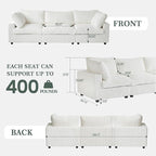Modern Modular Sectional Sofa, 118.11" Oversized Cloud Sectional Couch, 3 Seat Comfy Modular Couches for Living Room, Plush Couch Cushion Covers Removable, Beige