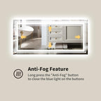 WTTY 96"x36" LED Bathroom Mirror with Lights, Large Dimmable LED Wall Mirrors, Backlit + Front Lit, Lighted Bathroom Vanity Mirror for Wall, Anti-Fog, Memory Function, Shatter-Proof, ETL Listed