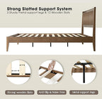 King Size Bed Frame, Solid Wood Platform Bed with Headboard & Footboard, 12 Sturdy Slatted, Central Metal Legs, Easy Assembly, Noise & Anti-Slip, No Box Spring Needed, Barnwood Finish, OLK-30
