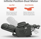 MCombo Dual Motor Power Lift Recliner Chair for Elderly, Lay Flat Lift Chair with Heat and Massage, Cup Holders, USB Ports, Faux Leather 7890 (Grey, Medium)
