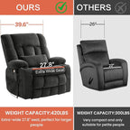 Power Lift Recliner Chair for Adults Oversized Infinite Position Lift Chair for Elderly W/Massage & Heat, Lay Flat Recliner, One-Touch Reset, Cup Holders, Lumbar Pillow, Fabric (Premium, Light Grey)