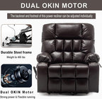 Large Power Lift Recliner Chair with Massage and Heat for Elderly,Overstuffed Wide Recliners,Breathable Leather with 2 Cup Holders,Dual OKIN Motor,Recline up to 180 Degrees