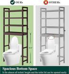Smiry Over The Toilet Storage Cabinet, 4-Tier Bamboo Bathroom Organizers with Adjustable Shelf & 4 Hooks, Space Saving Shelf Rack for Bathrooms, Laundry Room, Balcony, Brown